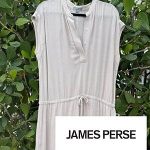 James Pearse Lightweight Drawstring Dress, Khaki cocktails/lunch Size 4 (Lg)